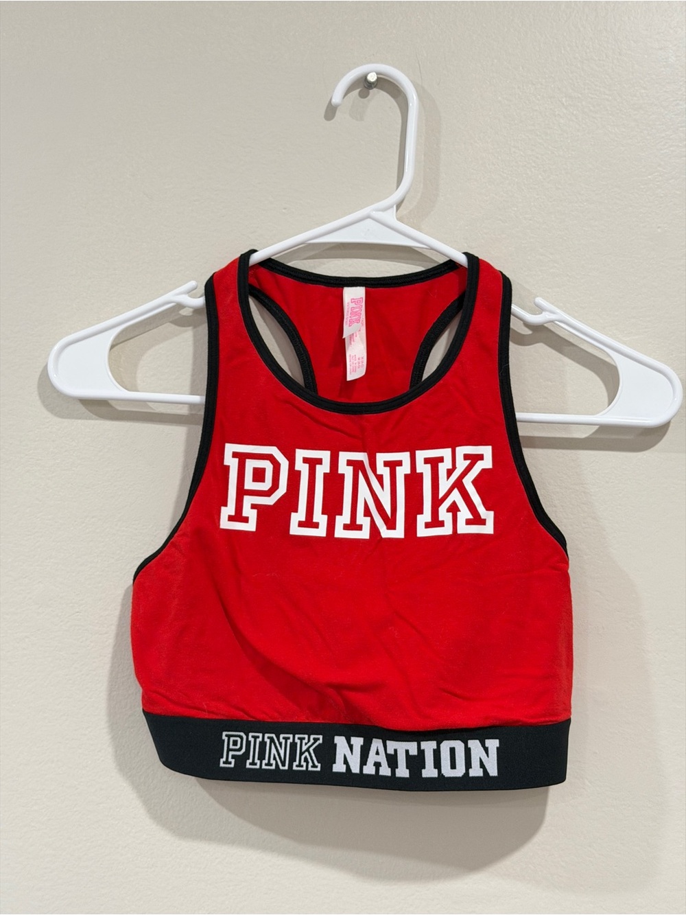 PINK Victoria's Secret Red & Black Racerback Sports Bra